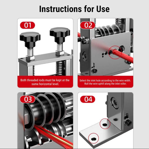 Adjustable Electric Wire Stripping Machine Portable Cable Stripper Tool With V-Groove Rollers Automatic Ejection instructions for use steps