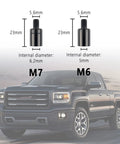 Diagram of 13 Piece Truck Antenna Adapter Kit With 11 Screws And 2 Rubber Washers For Toyota Jeep Wrangler Denali Ford GMC showing M7 and M6 adapters