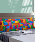 Building Block Pattern Body Pillow Cover 20x54 Inches With Zipper Colorful Brick Print Full Body Pillowcase Soft Cozy Bedding Decor For Bedroom Couch Accent on bed