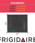 316400601 Oven Bottom Panel For Electric Ranges And Stoves Black Replacement Part with dimensions 19x22 inches.