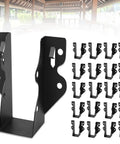 Twenty Piece 2x4 Joist Hanger Set With Black Powder Coated Finish And 18 Gauge Galvanized Steel, single hanger detail with multiple hangers in background.