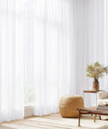 White Sheer Curtains 63 Inch Long For Bedroom And Kids Room, Lightweight Voile Drapes With 2 Inch Rod Pocket, installed in living room