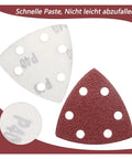 Super Cool 121 PCS Triangle Sanding Discs With Dust Vents And Peel Switch Backing For Fast Tool-Free Swapping Plus 6 Holes Design, triangular sanding pads in mixed grits.
