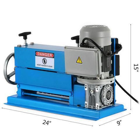 Industrial Auto Wire Stripping Tool Workhorse With 11 Channels And 10 Blades, 0.06 To 1.5 Inch Range, shown in blue machine form