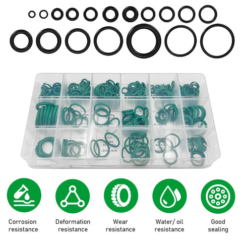 270 Piece Car AC O Ring Kit With 18 Sizes Copper Seals For Auto Air Conditioning Repair, organized in compartment case