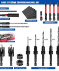 Do-It-All Countersink Drill Bit Set For Woodworking, 23-Piece Pro-Grade Kit With Tapered Drill Bits And Wood Plug Cutters