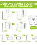Diagram of components for Outdoor Privacy Fence Panels Kit 48x48 Inch White Vinyl Slat Fence assembly