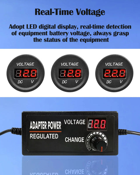 Red 8 Gang Rocker Switch Panel With LED Illumination Waterproof Digital Voltage Display showing 12.8V