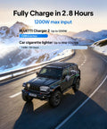 Heavy Duty Portable Solar Generator Lfp Battery 2764 Wh Rapid Dual Input Charger powering a vehicle on a scenic mountain road.