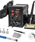 2 In 1 Hot Air Rework Soldering Station Kit With Rapid Heat Up, Dual Independent Control, Auto Sleep And Calibration, showing components