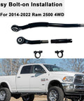 Front Adjustable Track Bar For 0-5 Inch Lift Beefed Up Heavy Duty Forged Steel Ram 2500 4WD 2014-2024 Compatible With 2 3 4 5 Inch Suspension Panhard Bar Leveling, bolt-on parts shown