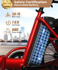 Electric Tricycle For Adults 1200W Peak Power 36V 20Ah Battery 75 Mile Range Large Rear Basket 20 Inch Fat Tire 3 Wheel Folding Ebike Max 20 MPH Lava Color Easy Fold Comfortable Daily Cruiser battery close-up