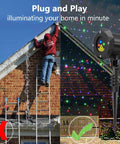 Garden Laser Christmas Lights Projector With Moving Firefly Stars, Red Green Blue Color Combo showcased with easy setup