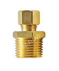 Brass EZ-Fluid 1/4 in compression x 3/8 in MIP male adapter, reducing union for drinking-water plumbing