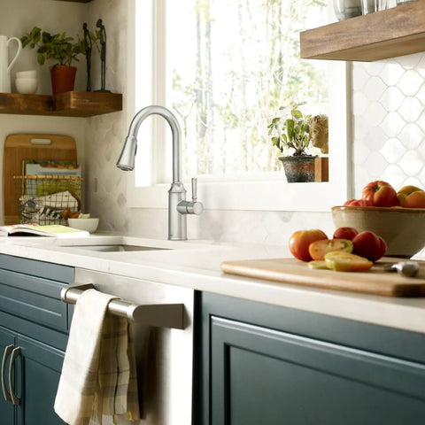 Conneaut One Handle Pulldown Kitchen Faucet With Power Clean Spray, Reflex Docking, Spot Resist Stainless Finish in kitchen