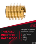 Knife Threaded Wood Inserts For Hard Wood Brass 8 32 Internal Threads 0.375 Inch Length Pack Of 25 shown