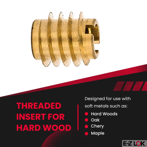 Knife Threaded Wood Inserts For Hard Wood Brass 8 32 Internal Threads 0.375 Inch Length Pack Of 25 shown