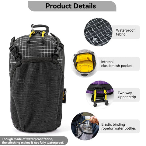 Backpack Strap Phone Pouch Ultra Lightweight Waterproof Phone Pocket with mesh front and internal elastic mesh pocket.