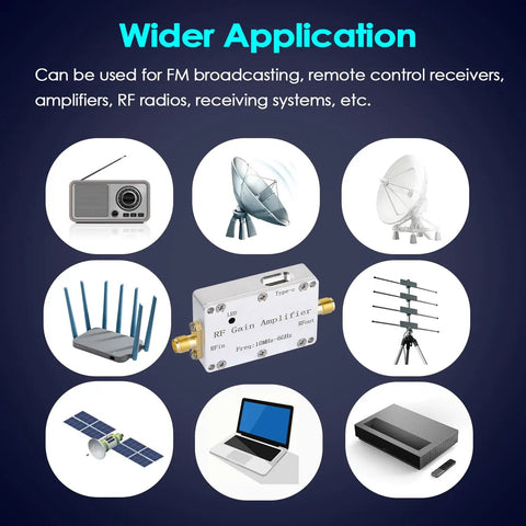 Ultra Wideband RF Amplifier 10MHz To 6GHz LNA With 40dB Gain And SMA Female Connector for radio and FM broadcasting usage shown