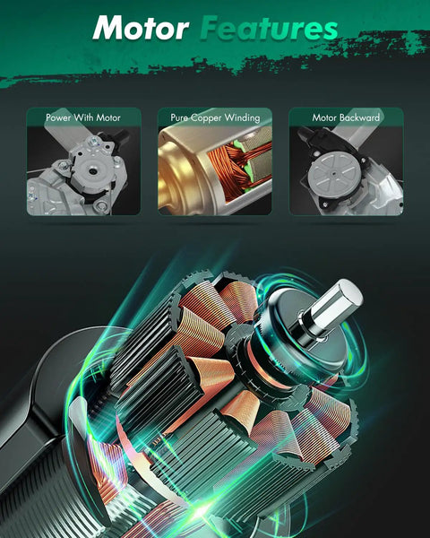 Close-up view of motor features showing pure copper winding for Front Driver Side Power Window Regulator With Motor For Chevrolet Spark 2013 2014 2015 Chevy Spark EV 2014 2016.