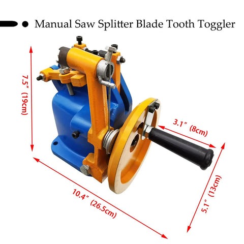 Pro-Grade Manual Saw Splitter And Blade Tooth Toggler For 0.39 To 1.57 In Blades, heavy-duty metal construction shown with dimensions.