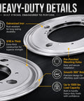 Close-up of Built Tough Lazy Susan Hardware Six Pack, 9 Inch Turntable Bearings showing galvanized iron, 5/16 inch thickness.