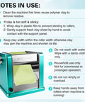 Notes in use for Heavy Duty Electric Polymer Clay Press Machine with adjustable thickness settings and stainless steel rollers.