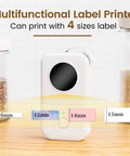 Bluetooth Mini Label Maker D30 Portable Thermal Printer With Rechargeable Battery 2026 upgrade, showing label size options