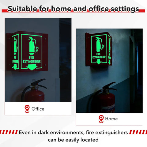 Rock Solid And Straight Up Safe Glow In The Dark Fire Extinguisher Signs 8 Pack Two Sided Wall Mounted Safety Markers With Dead Simple Screw Mounting Hardware For Homes Offices And Warehouses