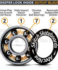 SKITCH 608 skateboard bearings set with washers and spacers, chrome steel, 8mm ID x 22mm OD x 7mm, 8-pack