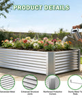 Tall Galvanized Raised Garden Bed Kit For Outdoor Patio 6x3x2ft Deep Root Planter Boxes No Bend Elevated Metal Garden Beds For Vegetables Flowers And Herbs 1 Pack Silver
