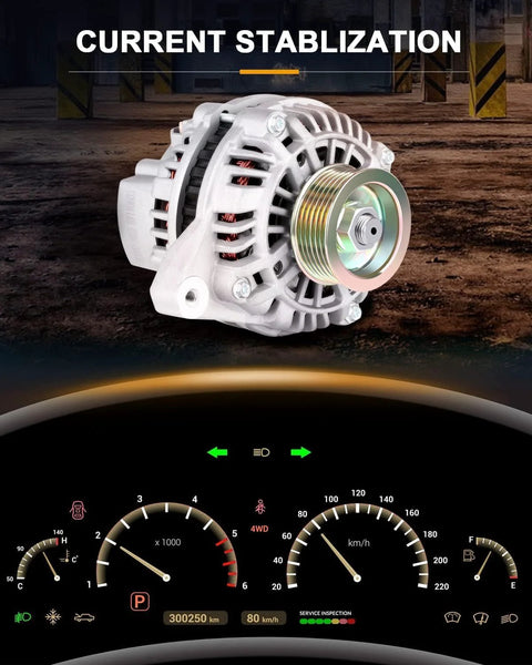 Replacement Alternator That Fits Acura EL 2001-2005 And Honda Civic 2001-2005 Replaces 13893 with dashboard in background