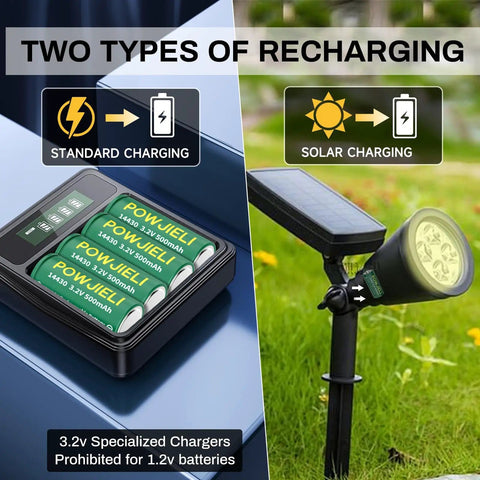 Rechargeable batteries and solar garden light with LiFePO4 14430 Rechargeable Battery 3.2V 500mAh Four Pack for devices