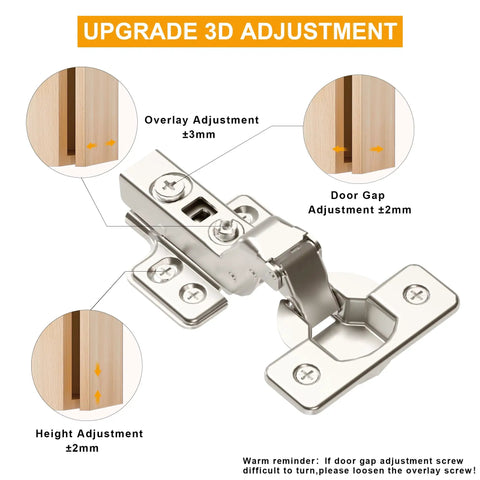 Set Of 2 Frameless Inset Cabinet Hinges With Soft Close Concealed European Style Clip On Mount For Frameless Cabinets Flush Door Look Fifty Percent Faster Install No Fuss Upgrade For Your Kitchen Or Bath, metal 3D adjustable hinge