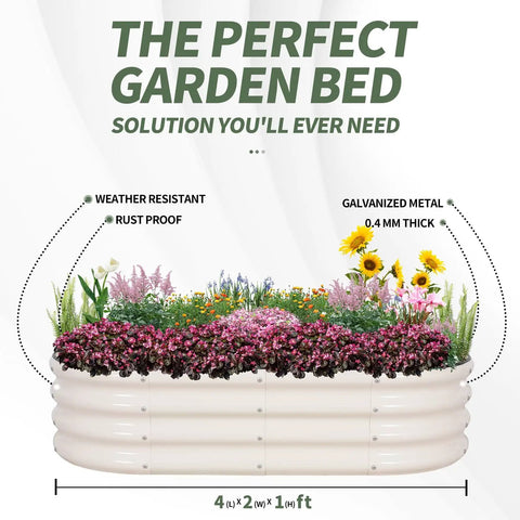 Galvanized Raised Garden Bed Kit For Outdoor Use Metal Planter Boxes 4x2x1 ft Weatherproof Raised Beds For Veggies And Flowers