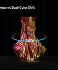 Premium Silk PLA 3D Printer Filament 1.75Mm 2.2 Pound Spool shown as a glossy vase with dynamic dual-color shift.