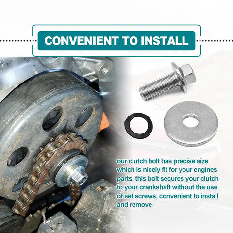 Full Throttle 3/4 Inch Go Kart Clutch Bolt Kit With Lock Washers 10 Or 12 Tooth Design compatible with Predator 212, showing installed parts.