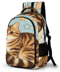 Vintage Star Tabby Kitty Print Unisex Backpack With Large Capacity For School And Travel Everyday Durable Polyester Daypack
