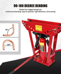 Heavy Duty 12 Ton Manual Hydraulic Pipe Bender For Copper Steel Tubing, shows 90-180 degree bending with a stable design.