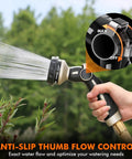 Built Tough Heavy Duty Metal Hose Nozzle With 9 Spray Patterns High Pressure Sprayer Thumb Flow Control And On Off Valve Ideal For Lawn Watering