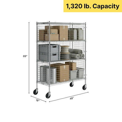 Heavy Duty Chrome Wire Mesh Rolling Security Cage Rock Solid Mobile Storage Locker NSF Certified 48X18X70 Inch with products