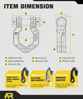 Technical diagram of Three Quarter Inch D Ring Shackles With Seven Eighths Inch Quick Connect Pins Beefy Heavy Duty Recovery Shackles 57320 Lb Break Strength Two Pack For Off Road Four By Four Trucks Black showing dimensions and material layers.