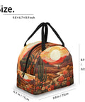 Desert Flower Cactus Insulated Lunch Bag With Padded Handle Leakproof Waterproof Lunch Tote 9.8x6.7x8.9 inches with desert design