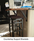 Beefy Heavy Duty Countertop Shelf Brackets Set Of 2 12x9 Inch Solid Metal Triangle Supports under a kitchen counter.