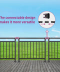 Preassembled Horizontal Deck Railing Kit Featuring Tight Baluster Spacing And Rock Solid Metal Frame Crafted From Heavy Duty Black Steel For Safer Backyards And Zero Fuss Install, showing connectable design for versatility.
