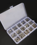 Pro Grade 140 Piece Keyway and Feather Key Set for Pulleys and Shafts, 8mm to 30mm Range, 16 Sizes, Includes a Handy Plastic Storage Box for Easy Carry, Quick Access, and Rugged Mechanical Fastening in Industrial Projects; plastic case open