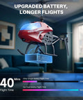 Remote Control RC Helicopter With 40 Minute Flight Time And Dual Batteries displayed indoors, highlighting flight duration.
