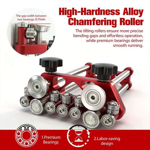 High-hardness alloy chamfering roller with premium bearings and labor-saving design, detailed view showing 0.7mm gap.