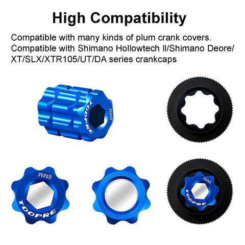 M20 Crank Arm Cap Removal Tool And Crank Cover Set For Shimano Hollowtech II with blue and black alloy covers