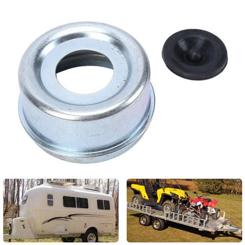 Beefed Up Heavy Duty Trailer Wheel Bearing Dust Cap Protector 2.72 Inch Metal Rubber Seal for Boat RV Utility Trailers